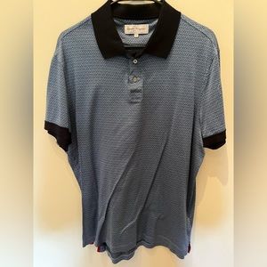 Salvatore Ferragamo Blue Polo with Black Collar and Sleeve Trim